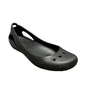 CROCS Women's Black Comfortable Rubber Easy Clean Slip On Shoes-SIze 7